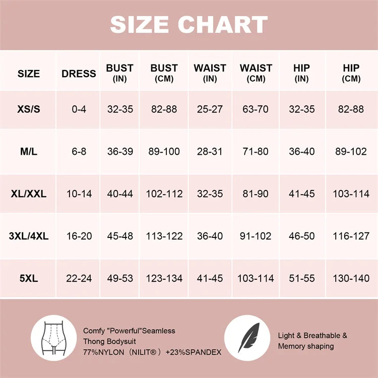 Seamless Thong Bodysuit Shapewear - Full Body Tummy Control