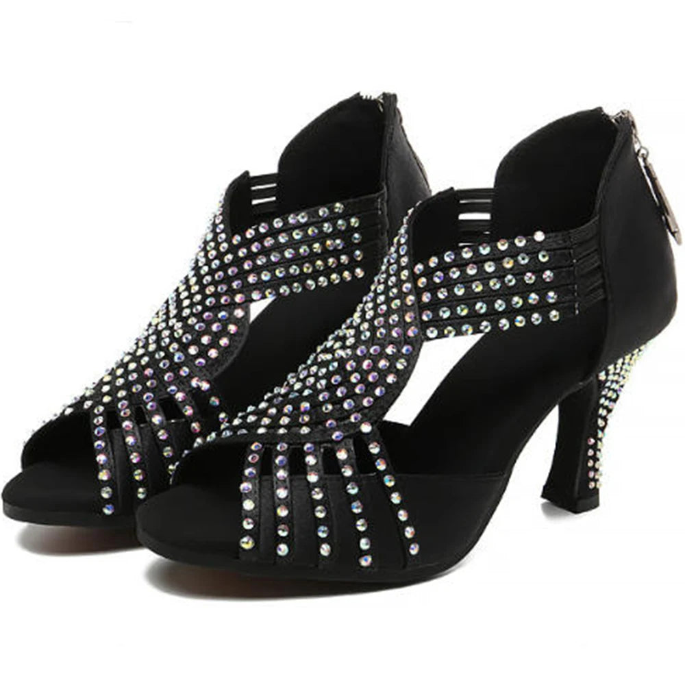 Zapatos de Baile Latino con Diamantes - Salsa Tango Mujer