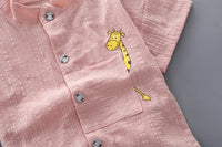 Boys Cartoon Shirt & Denim Shorts Summer Outfit Set
