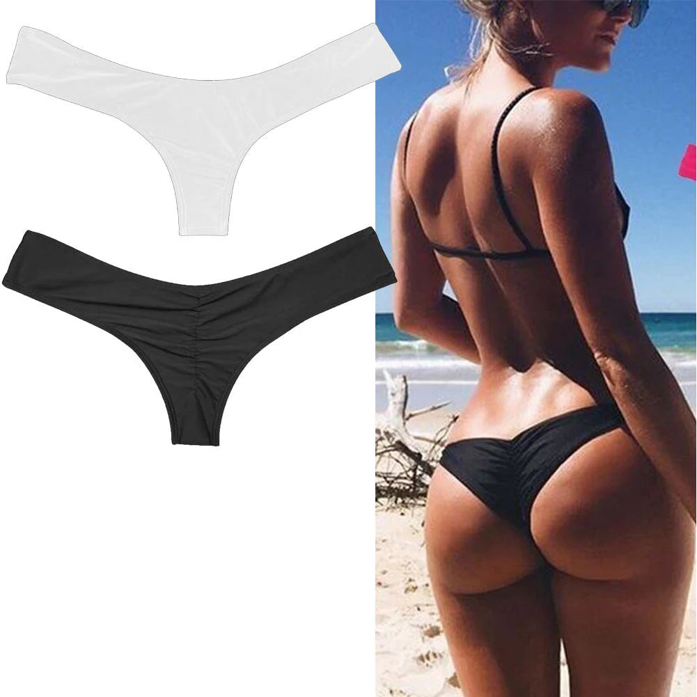 Brazilian Cheeky Bikini Bottom – V-Cut Thong Swimwear for Women