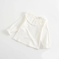 Baby Girls Lace Long-Sleeve Blouse | Cotton & Linen, All-Season Top, Ages 0–24M