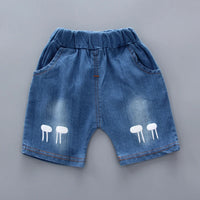 Boys Cartoon Shirt & Denim Shorts Summer Outfit Set