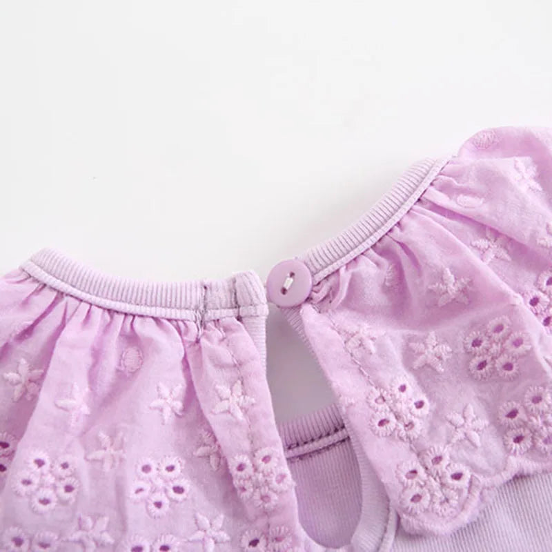 Baby Girls Lace Long-Sleeve Blouse | Cotton & Linen, All-Season Top, Ages 0–24M