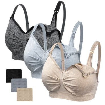 Plus Size Seamless Nursing Bra – Wire-Free Four Hook-Eye Closure Maternity Bra for Breastfeeding