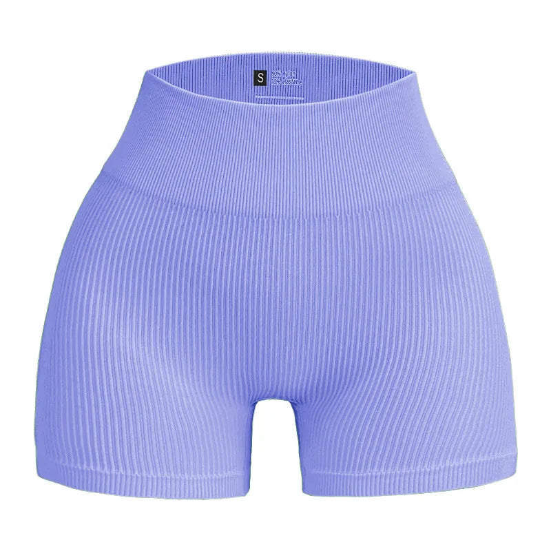 Women's Ribbed High Waist Yoga Shorts — Seamless, Sweat-Wicking, Push-Up Active Wear