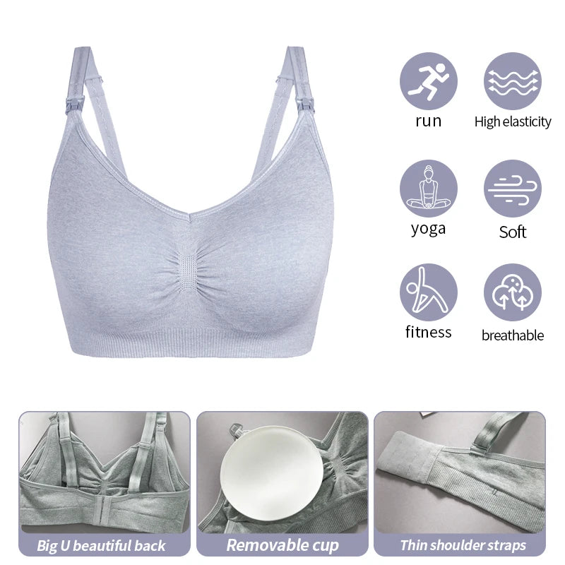 Wireless Nursing Bralette with Removable Pads – Seamless Maternity Sleep Bra