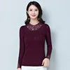 Women's Solid Color Lace Long Sleeve T-Shirt – Slim Fit O-Neck Top