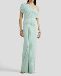 Asymmetrical One Shoulder Maxi Dress - Elegant Pleated Evening Gown