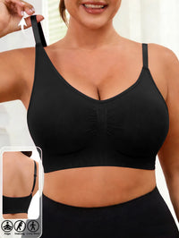High Support Seamless Yoga Bralette – Wire-Free Ruched Push-Up Sports Bra for Women