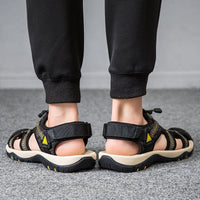 Fonleader Men's Knitted Beach Sandals - Breathable Outdoor Flat Sandals