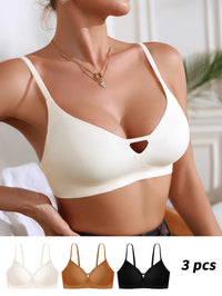 Heart Cutout Backless Bralette | Seamless Wire-Free Push-Up Bra with Adjustable Straps