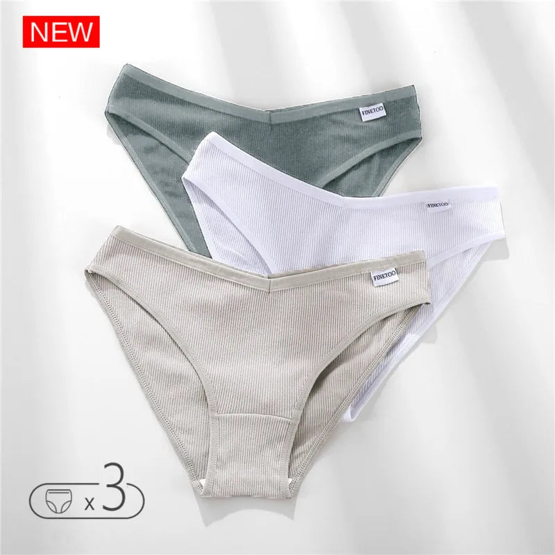 Set de 3 Panties de Algodón - Ropa Interior Cómoda FINETOO M-4XL