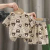 Girls Cotton Pajama Set - Cartoon Print Summer Sleepwear
