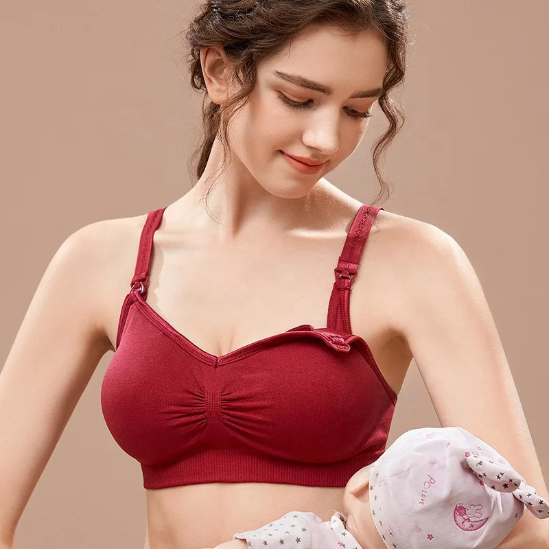 Plus Size Front-Open Seamless Nursing Bra – Wire-Free Padded Postpartum Maternity Bra