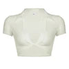 Sheer Mesh Twist Front Deep V Crop Top – Sexy Slim Fit Short Sleeve Club Top