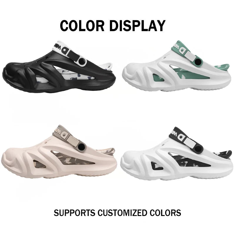Platform EVA Clogs - Adjustable Strap Camouflage Slides for Men