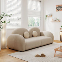 Luxury White Flannel Sofa - Modern 3-Seater with Curved Arms