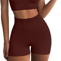 Women's Ribbed High Waist Yoga Shorts — Seamless, Sweat-Wicking, Push-Up Active Wear