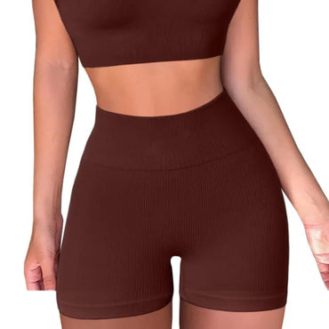Women's Ribbed High Waist Yoga Shorts — Seamless, Sweat-Wicking, Push-Up Active Wear