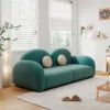 Luxury White Flannel Sofa - Modern 3-Seater with Curved Arms