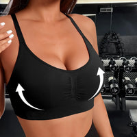 High Support Seamless Yoga Bralette – Wire-Free Ruched Push-Up Sports Bra for Women