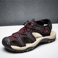 Fonleader Men's Knitted Beach Sandals - Breathable Outdoor Flat Sandals