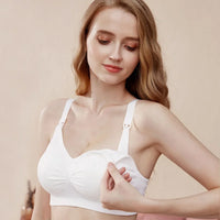 Plus Size Seamless Nursing Bra – Wire-Free Four Hook-Eye Closure Maternity Bra for Breastfeeding