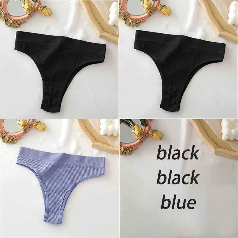 Set de 3 panties sin costuras de talle alto para mujer