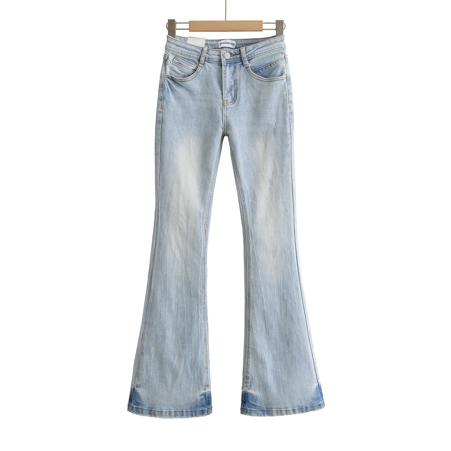 Women's Vintage High Waist Boot Cut Jeans - Distressed Stretch Denim