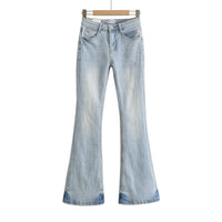 Women's Vintage High Waist Boot Cut Jeans - Distressed Stretch Denim