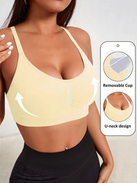 High Support Seamless Yoga Bralette – Wire-Free Ruched Push-Up Sports Bra for Women