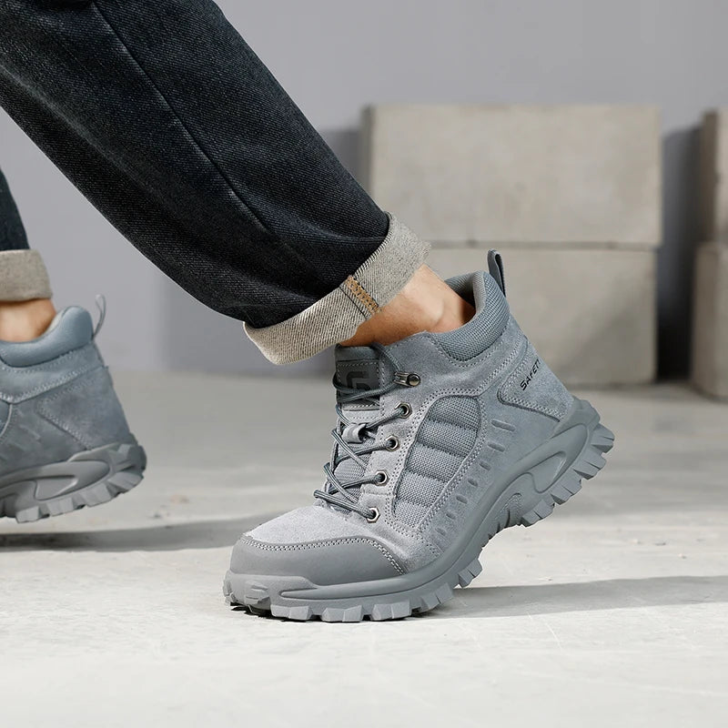 GUYISA Steel Toe Rubber Mesh Safety Shoes Anti-impact And Puncture-resistant High Top Men