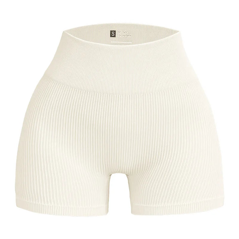 Women's Ribbed High Waist Yoga Shorts — Seamless, Sweat-Wicking, Push-Up Active Wear