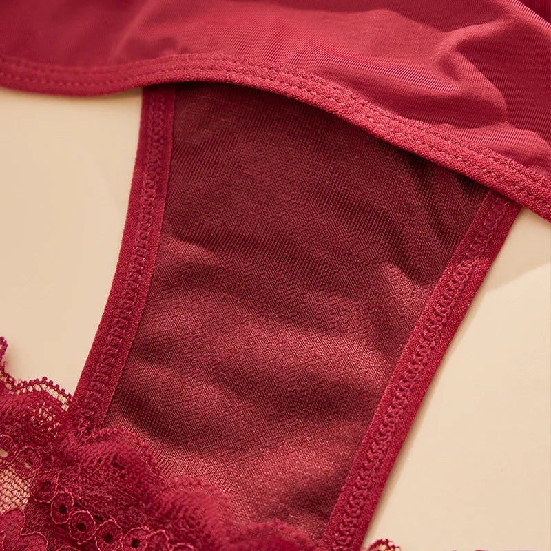 Sexy Lace G-String – Rhinestone Letter Strap & Hollow-Out Mesh Design