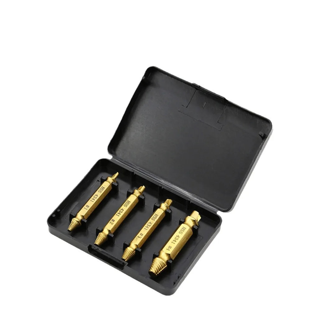 Double-Ended Broken Screw Extractor Set | 4-Piece HSS 4341