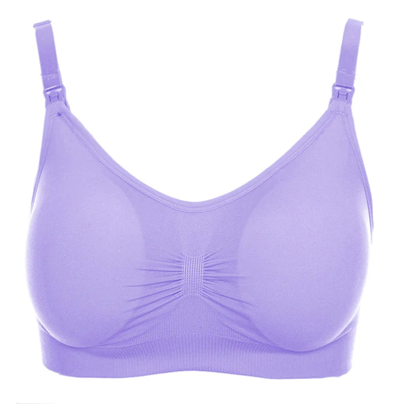 Seamless Front-Open Maternity Nursing Bra – One-Hand Access Removable Pads Breastfeeding Bra