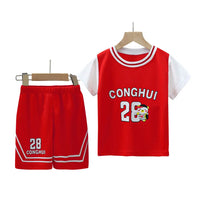 Boys Athletic Sports Set - Polyester Jersey & Shorts 2-Piece