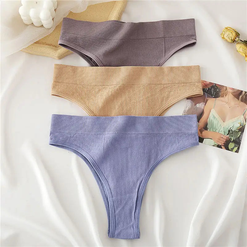 Set de 3 panties sin costuras de talle alto para mujer