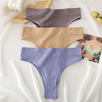 Set de 3 panties sin costuras de talle alto para mujer