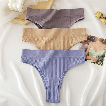 Set de 3 panties sin costuras de talle alto para mujer