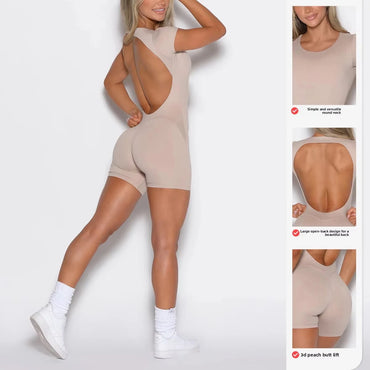 Seamless Backless Bodysuit | Women's Yoga & Running One-Piece