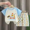 Girls Cotton Pajama Set - Cartoon Print Summer Sleepwear