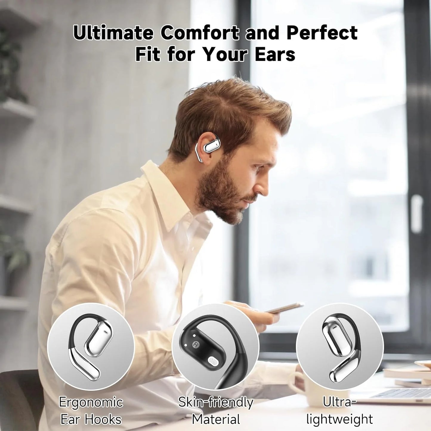 YYK-Q16 Wireless Air Conduction Earbuds – IPX5 Waterproof, LED Display, Bluetooth 6.1