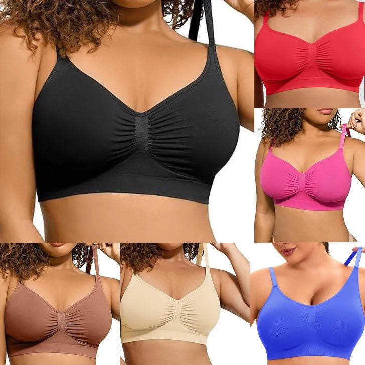 High Support Seamless Yoga Bralette – Wire-Free Ruched Push-Up Sports Bra for Women
