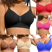 High Support Seamless Yoga Bralette – Wire-Free Ruched Push-Up Sports Bra for Women