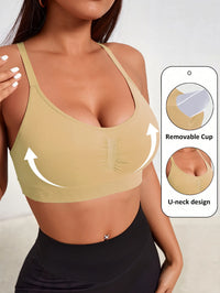 High Support Seamless Yoga Bralette – Wire-Free Ruched Push-Up Sports Bra for Women