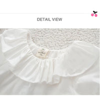 Baby & Toddler Girls Ruffle Collar Cotton Blouse | Short Sleeve, White, Ages 12M–4T