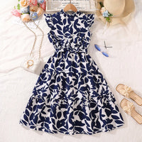 Girls Floral Flying Sleeve Princess Dress | Elegant A-Line Knee-Length Summer Dress Ages 7-15