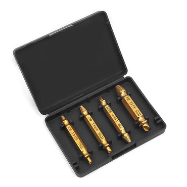 Double-Ended Broken Screw Extractor Set | 4-Piece HSS 4341