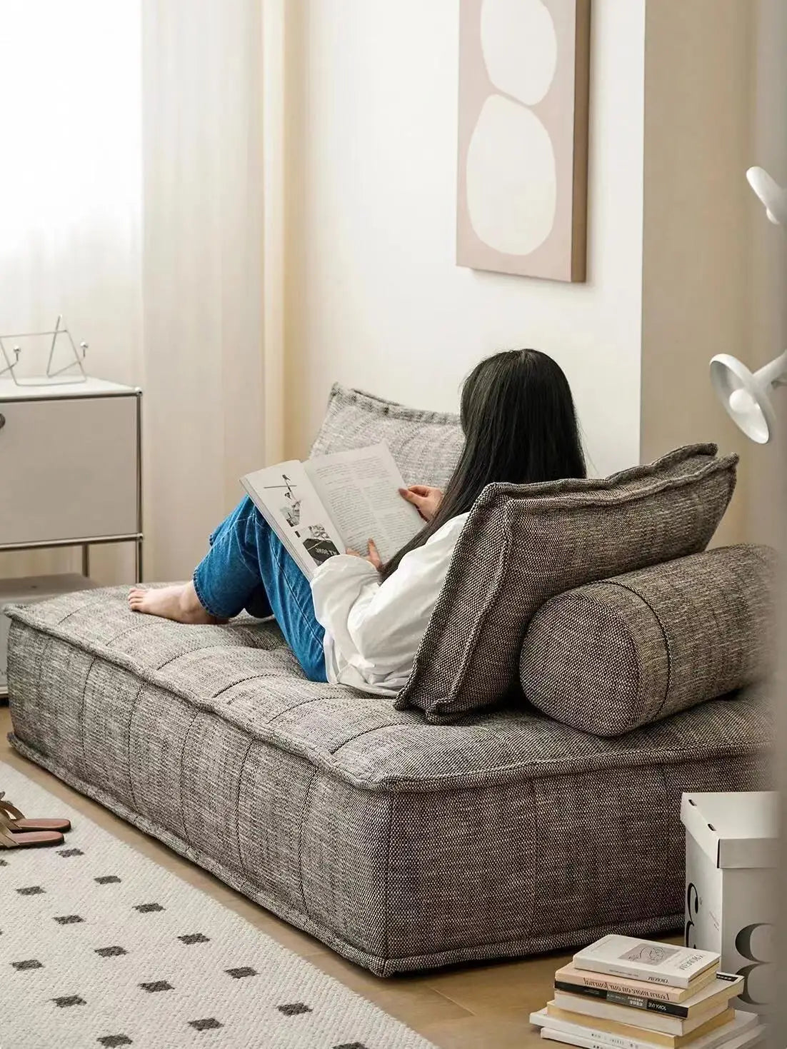 AOMISI Modular Velvet Sofa - Minimalist Square Sectional